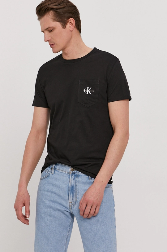 czarny Calvin Klein Jeans T-shirt J30J317294.4891 Męski