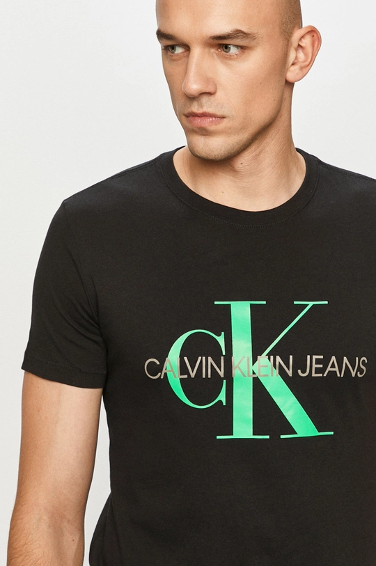 czarny Calvin Klein Jeans - T-shirt J30J317065.4891 Męski