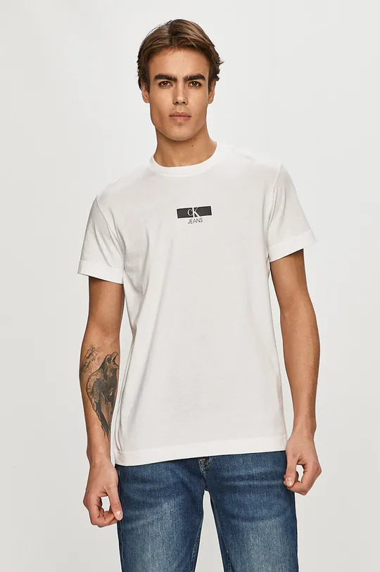 biały Calvin Klein Jeans - T-shirt J30J317492.4891 Męski