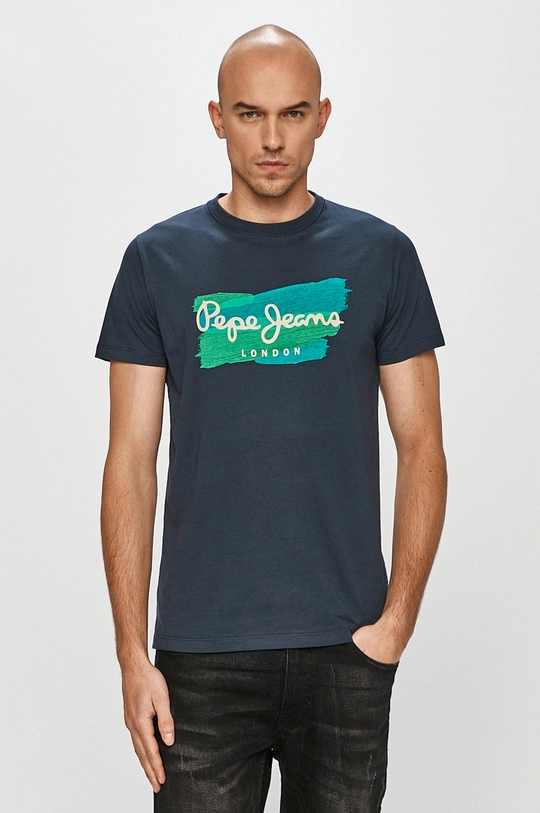 granatowy Pepe Jeans - T-shirt Aitor Męski