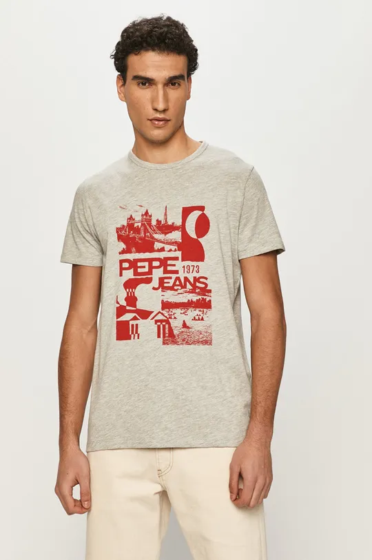 szary Pepe Jeans T-shirt Męski
