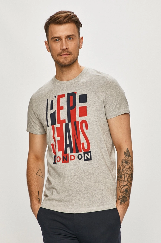 szary Pepe Jeans - T-shirt Davy Męski