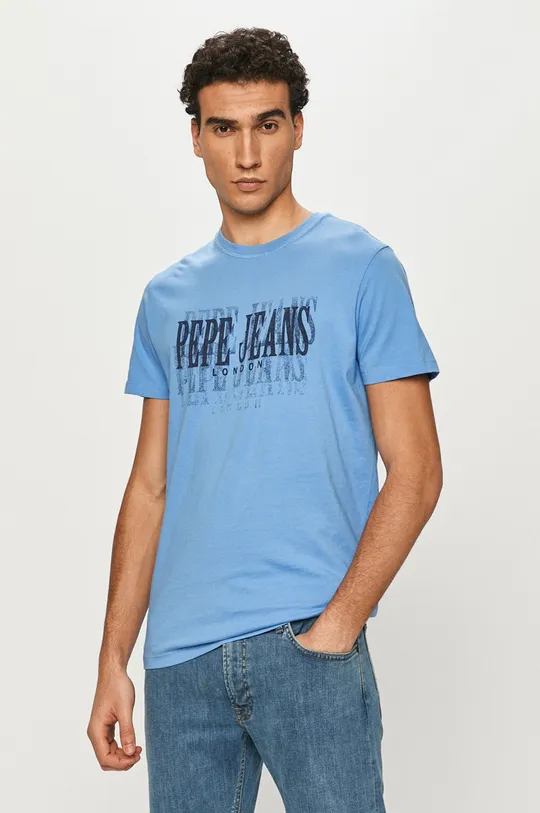 niebieski Pepe Jeans T-shirt Męski
