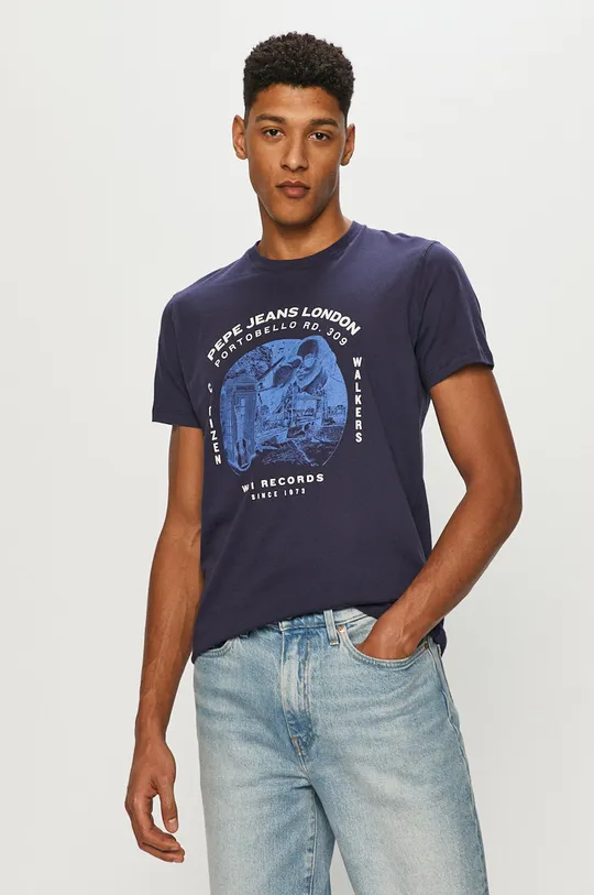 granatowy Pepe Jeans T-shirt Męski