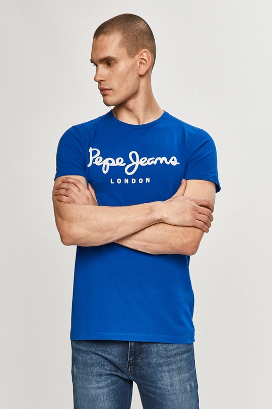 niebieski Pepe Jeans - T-shirt Orginal Stretch Męski