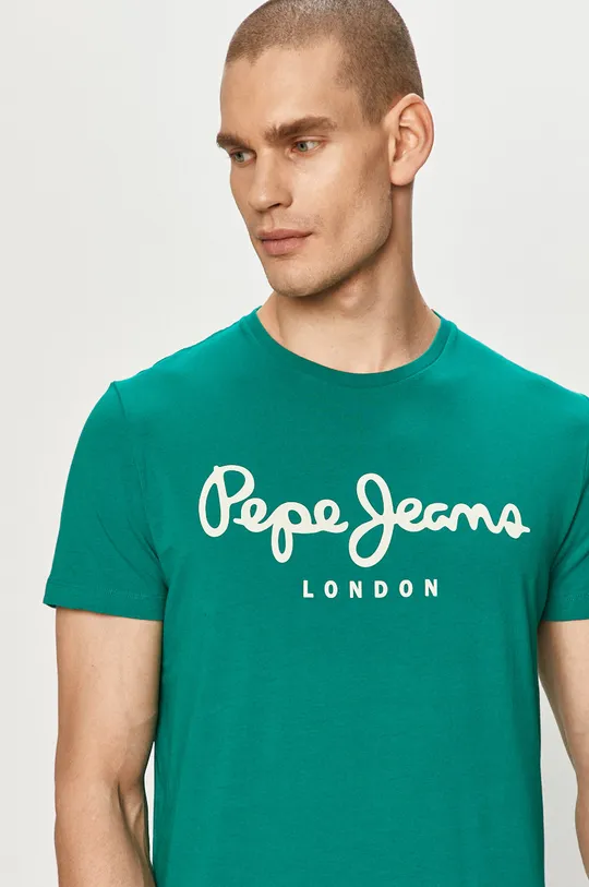 turkusowy Pepe Jeans - T-shirt Original Męski