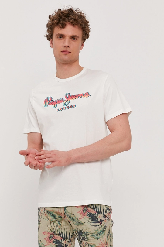 biały Pepe Jeans T-shirt Marco Męski