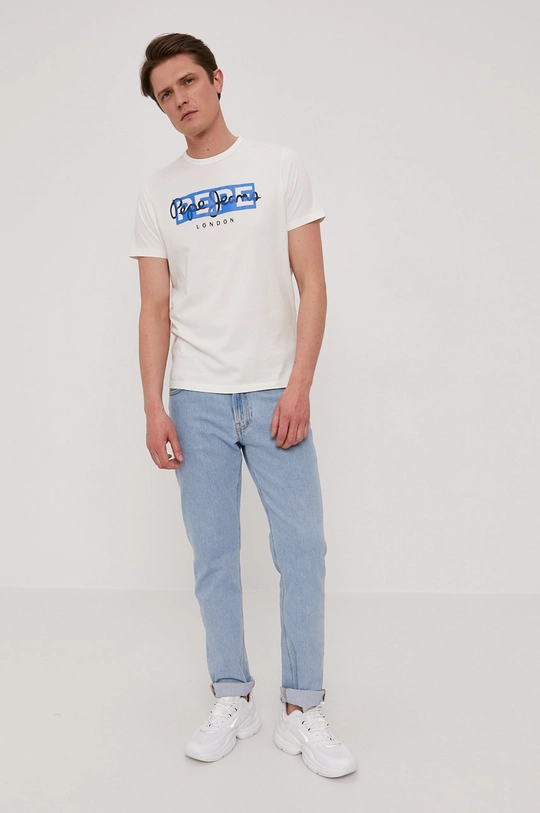 biały Pepe Jeans T-shirt Godric Męski