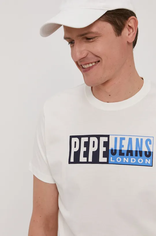 λευκό Μπλουζάκι Pepe Jeans GELU