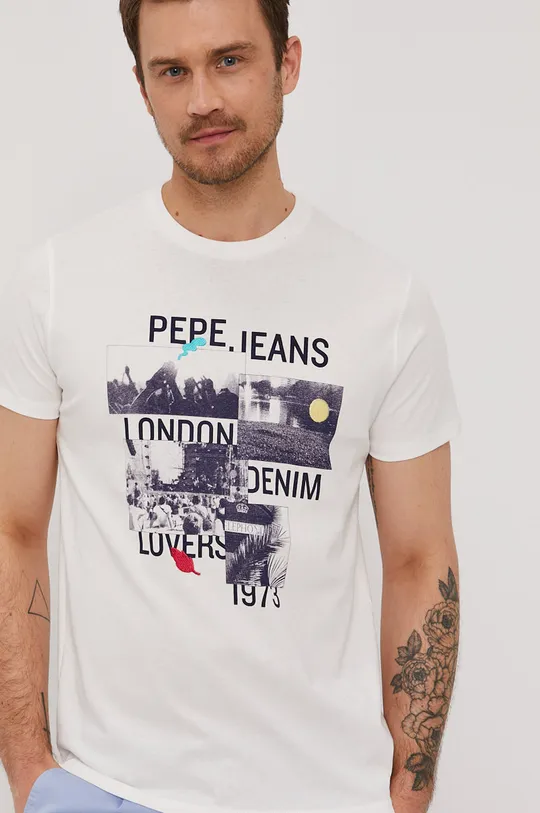 biały Pepe Jeans T-shirt MILES Męski