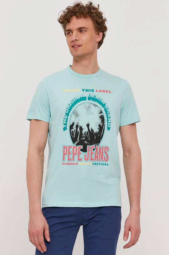 turkusowy Pepe Jeans T-shirt Matt Męski