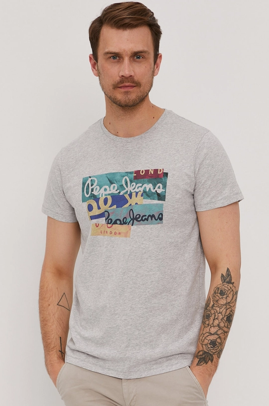 szary Pepe Jeans T-shirt Mig Męski