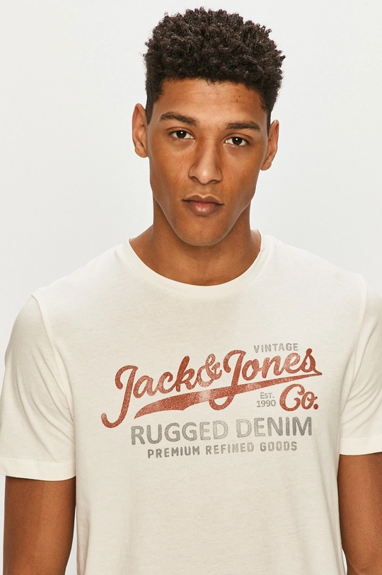 beżowy Premium by Jack&Jones - T-shirt Męski