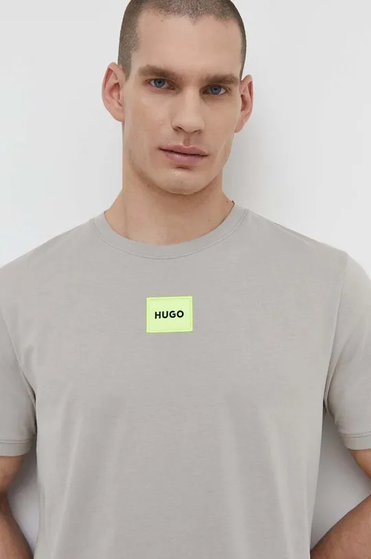 szary HUGO t-shirt bawełniany Męski