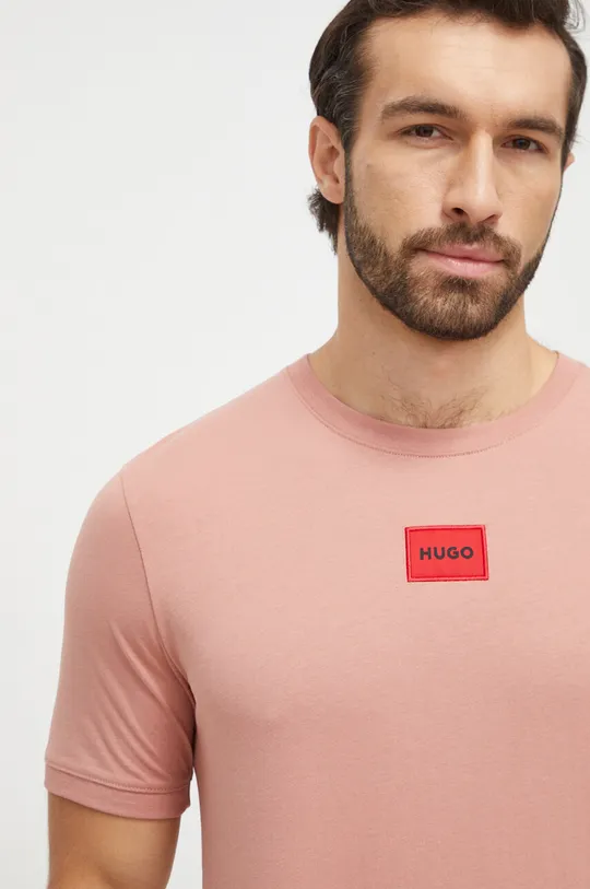 różowy HUGO t-shirt bawełniany Męski