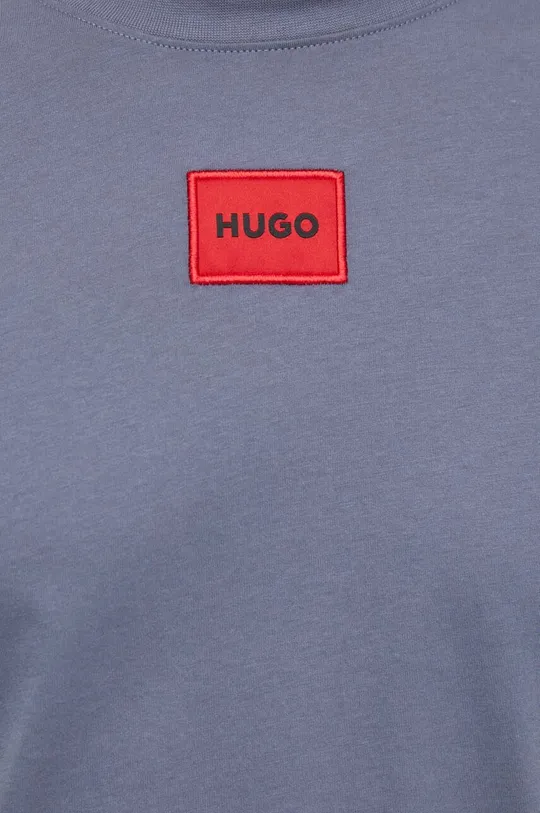 niebieski HUGO t-shirt bawełniany