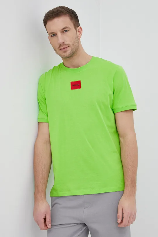 зелёный Хлопковая футболка HUGO