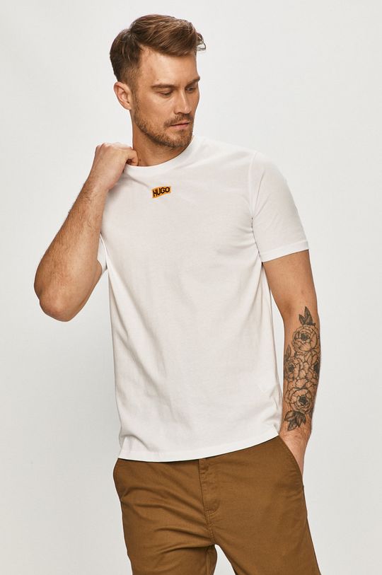 biały Hugo T-shirt bawełniany Męski