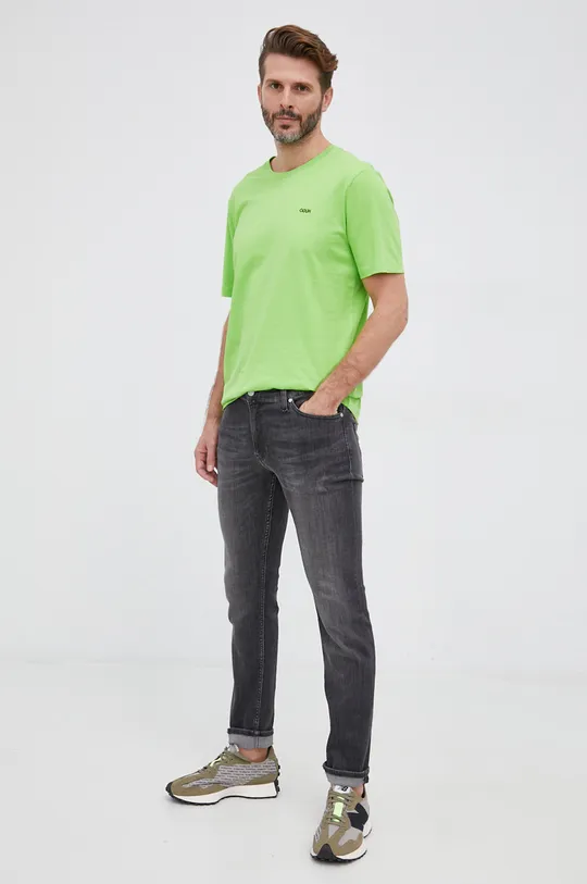 Hugo T-shirt bawełniany 50450482 zielony