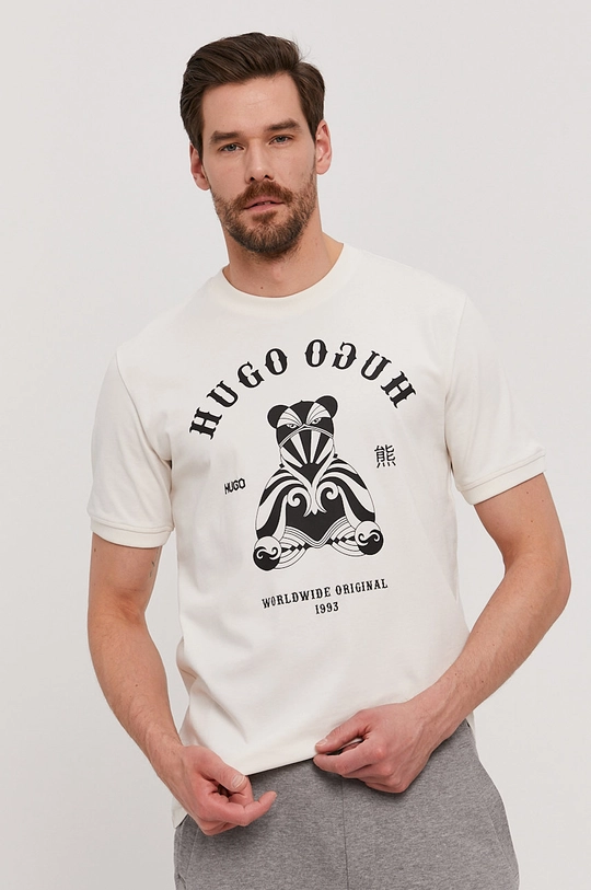 beżowy Hugo T-shirt 50446368 Męski