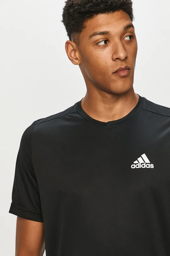 μαύρο T-shirt προπόνησης adidas