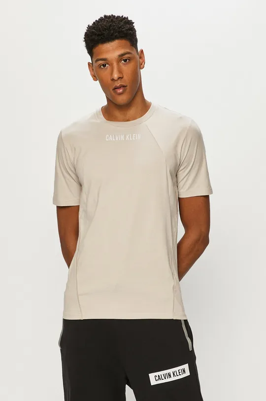 beżowy Calvin Klein Performance - T-shirt Męski