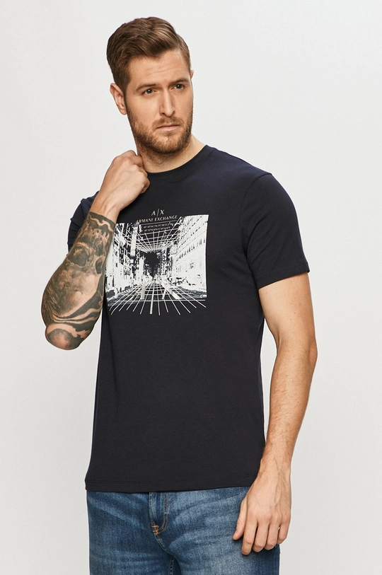 granatowy Armani Exchange - T-shirt 3KZTFH.ZJH4Z Męski