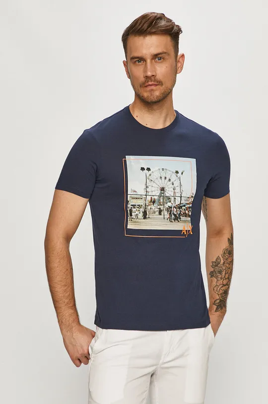 granatowy Armani Exchange - T-shirt 3KZTBF.ZJ4JZ Męski
