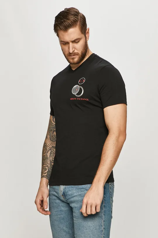 czarny Armani Exchange - T-shirt 3KZTAC.ZJV5Z Męski