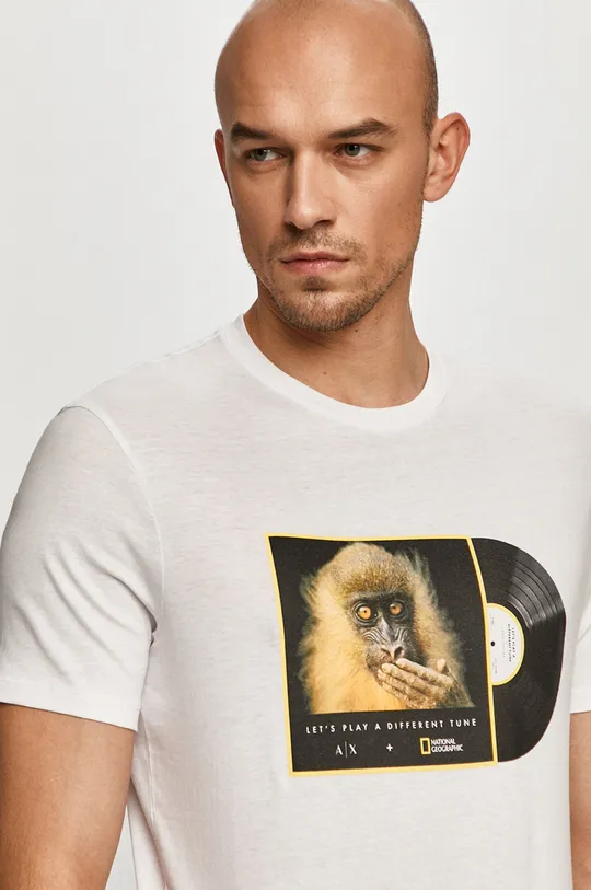 biały Armani Exchange - T-shirt x National Geographic 3KZTNA.ZJ3DZ Męski