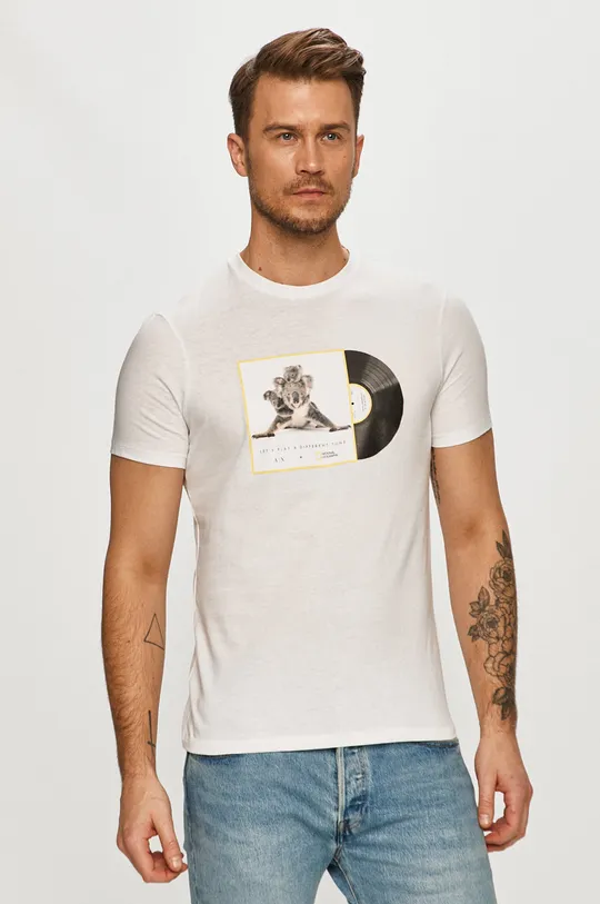 fehér Armani Exchange - T-shirt x National Geographic
