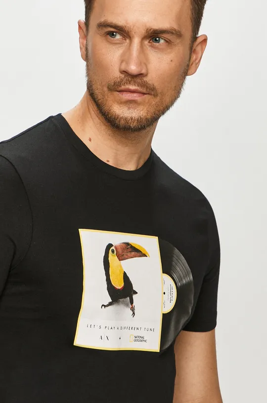 czarny Armani Exchange - T-shirt x National Geographic 3KZTNA.ZJ3DZ Męski