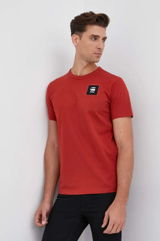 czerwony G-Star Raw T-shirt bawełniany D18197.C336 Męski