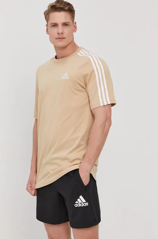 adidas T-shirt GK9136 brązowy