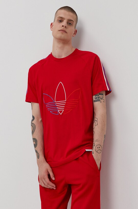 Tričko adidas Originals GR0534 pánské, červená barva, s aplikací |  ANSWEAR.cz