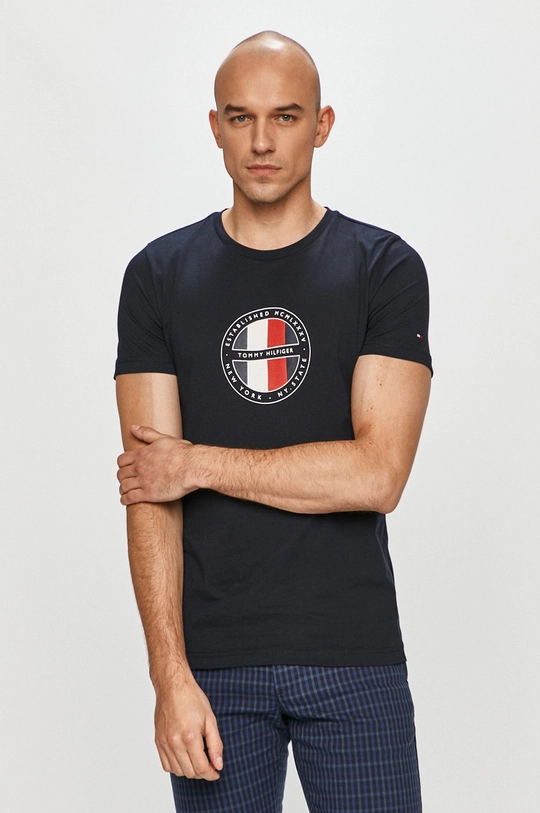 granatowy Tommy Hilfiger - T-shirt Męski