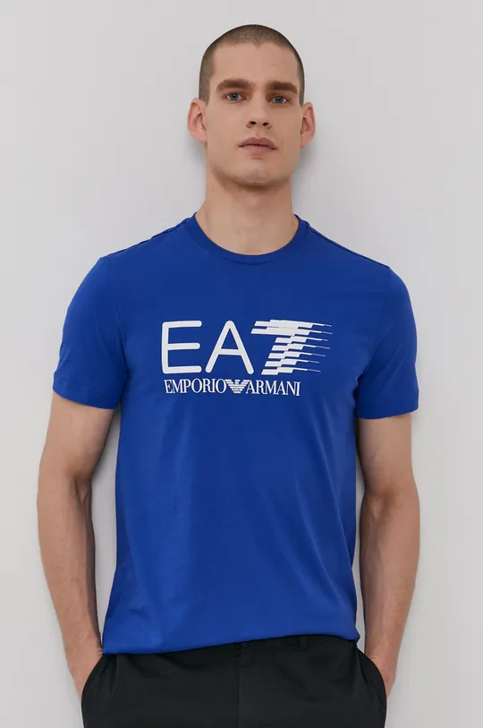 niebieski EA7 Emporio Armani - T-shirt 3KPT39.PJ02Z Męski