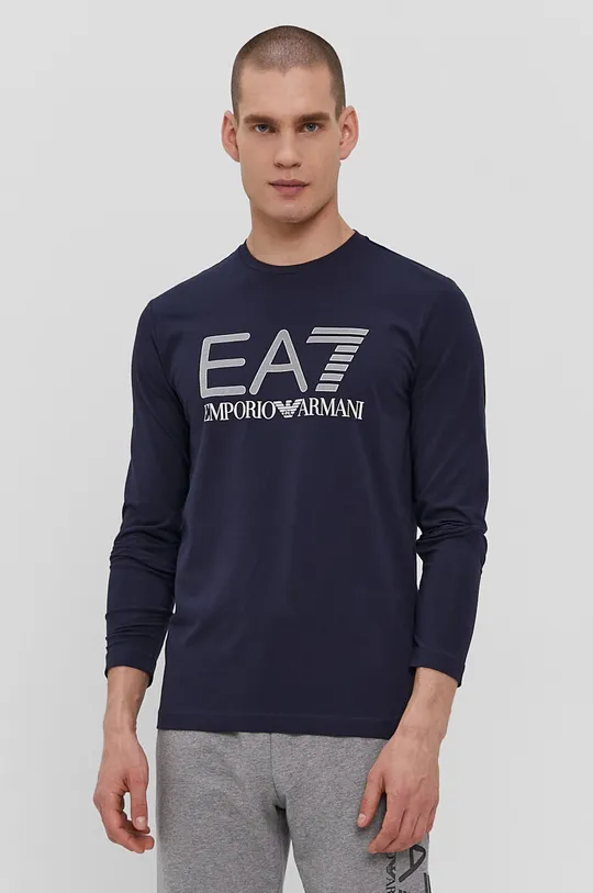 tmavomodrá Tričko s dlhým rukávom EA7 Emporio Armani Pánsky