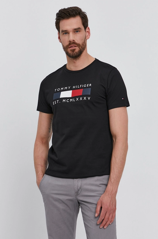 czarny Tommy Hilfiger T-shirt Męski