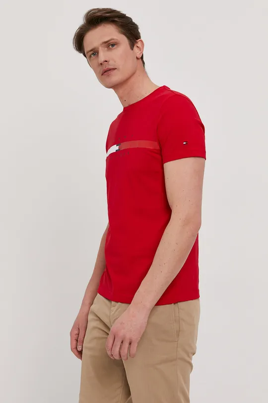 czerwony Tommy Hilfiger T-shirt Męski