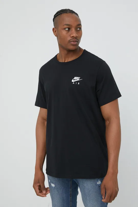 Βαμβακερό μπλουζάκι Nike Sportswear μαύρο