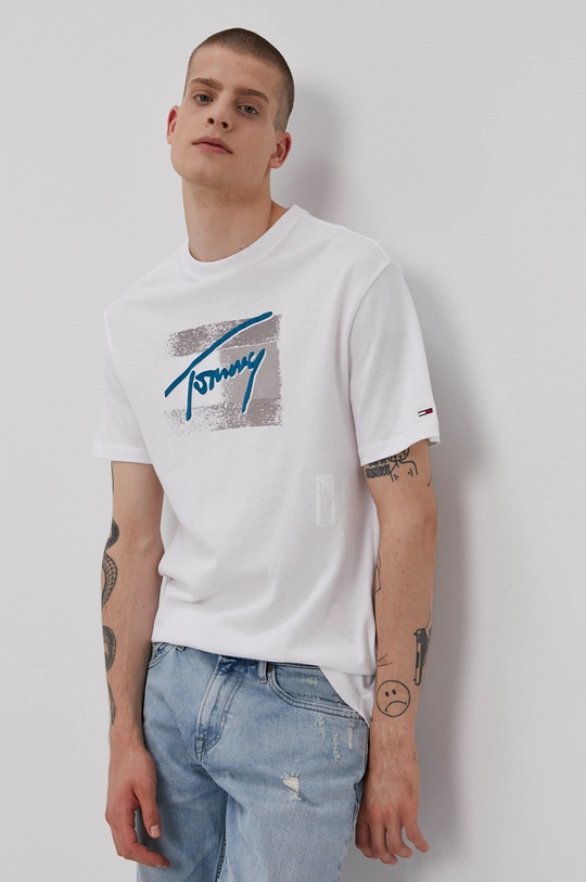 biały Tommy Jeans T-shirt DM0DM10224.4891 Męski