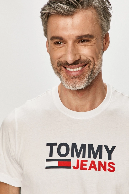 biały Tommy Jeans - T-shirt DM0DM10214.4891 Męski