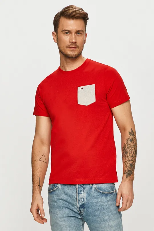 czerwony Tommy Jeans - T-shirt DM0DM10283.4891 Męski