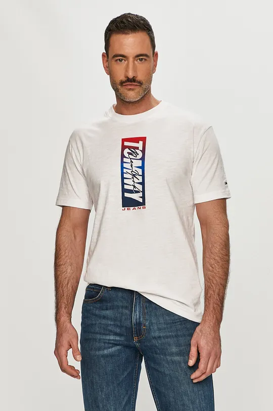 biały Tommy Jeans - T-shirt DM0DM10238.4891 Męski