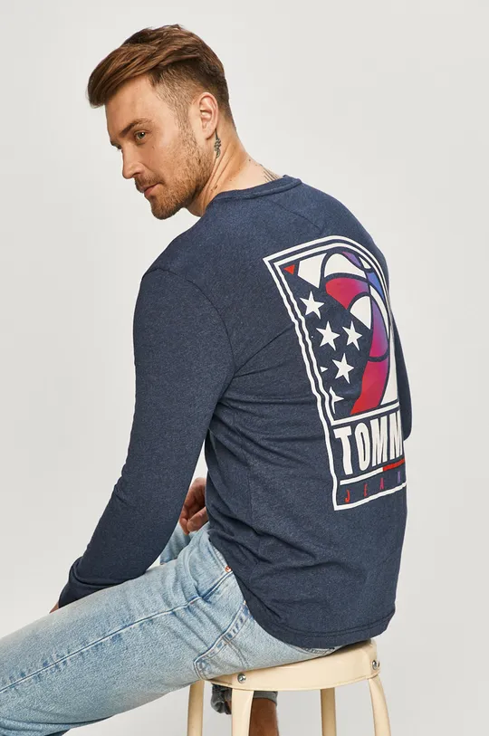 tmavomodrá Tommy Jeans - Tričko s dlhým rukávom Pánsky