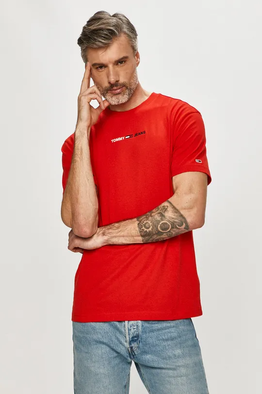 czerwony Tommy Jeans - T-shirt DM0DM10219.4891 Męski