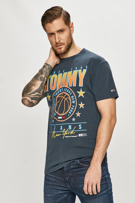 granatowy Tommy Jeans - T-shirt DM0DM10242.4891 Męski