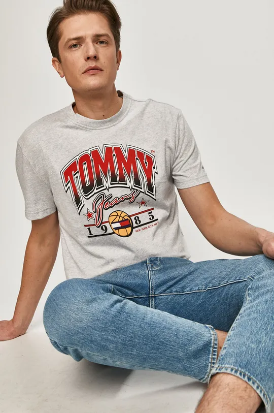 szary Tommy Jeans - T-shirt DM0DM10220.4891 Męski