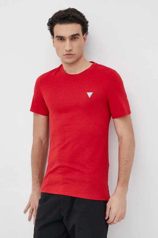 czerwony Guess t-shirt bawełniany
